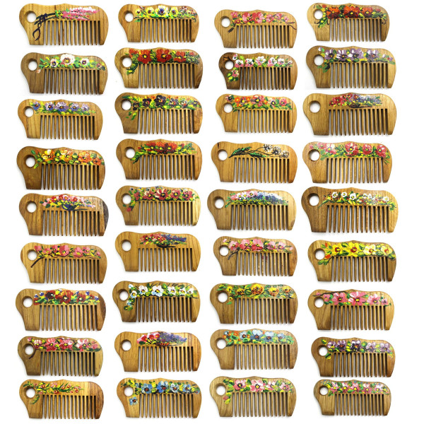 Гребінець для волосся з художнім розписом SPL Wood Art Comb 1557