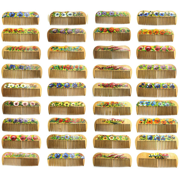 Гребінець для волосся з художнім розписом SPL Wood Art Comb 1558