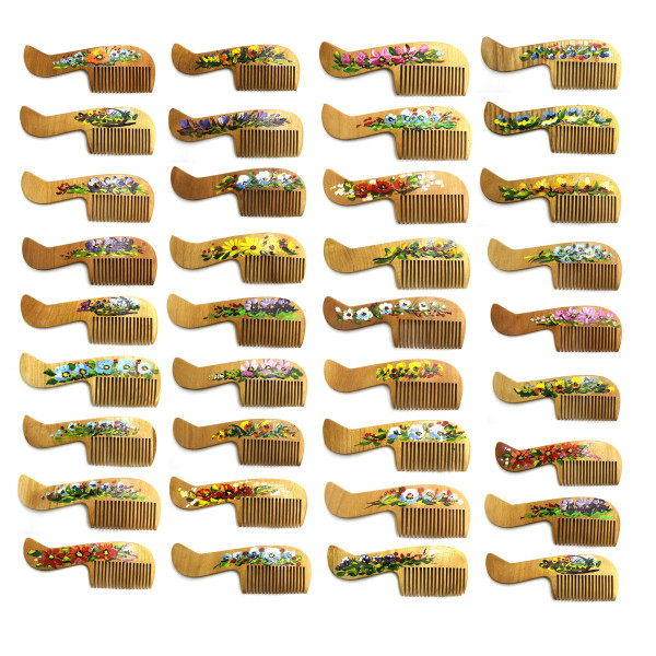 Гребінець для волосся з художнім розписом SPL Wood Art Comb 1560