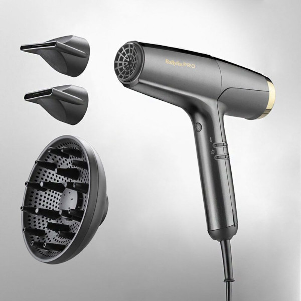 Фен для волосся BaByliss PRO Falco Grey&Gold High Speed BAB8550E Фен для волосся BaByliss PRO Falco Grey&Gold High Speed BAB8550E