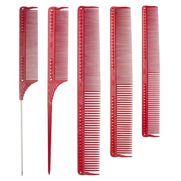 Набір гребінців для стилювання зачісок JRL Styling Comb Set Red JRL-J002
