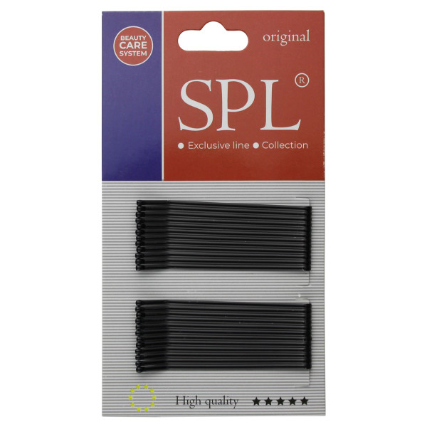 Невидимки для волосся SPL, чорні (6 см/24 шт) 3000-0060 Невидимки для волосся SPL, чорні (6 см/24 шт) 3000-0060