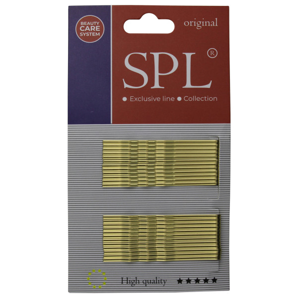 Невидимки для волосся SPL, фрезерні з однією кулькою, золоті (6 см/24 шт) 3022-0060